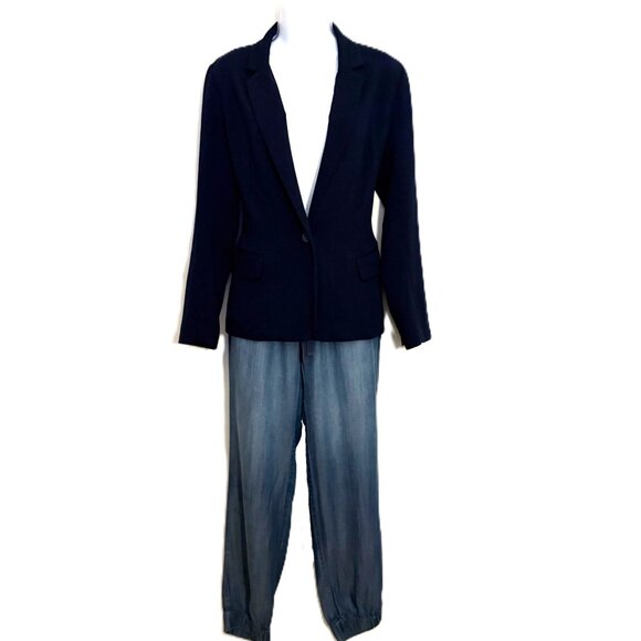 Navy Summer-Weight Blazer/w Fashion Stripes  Cupcakes and Cashmere-New w/o Tags - Picture 7 of 8